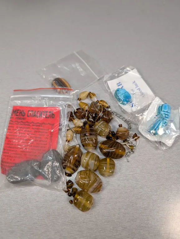 Assorted Crafting Beads, Scarabs, and Shungite Stones