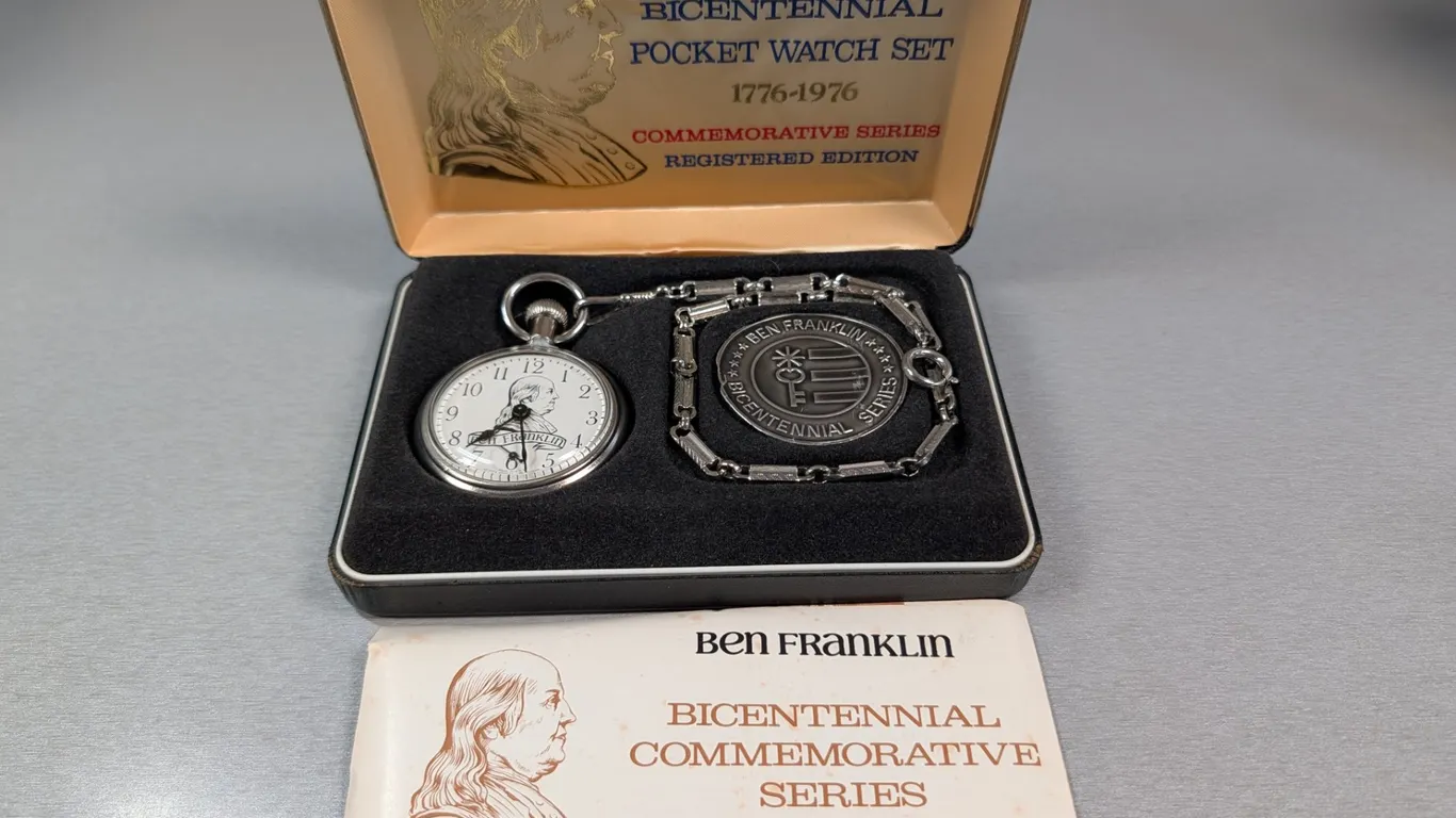 Ben Franklin Bicentennial Pocket Watch Set