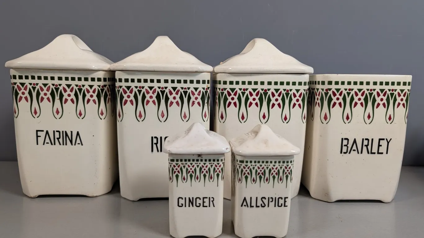 Czechoslovakian Porcelain Kitchen Canister Set