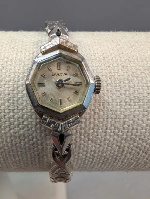 Bulova 10K White Gold Filled Ladies Wristwatch