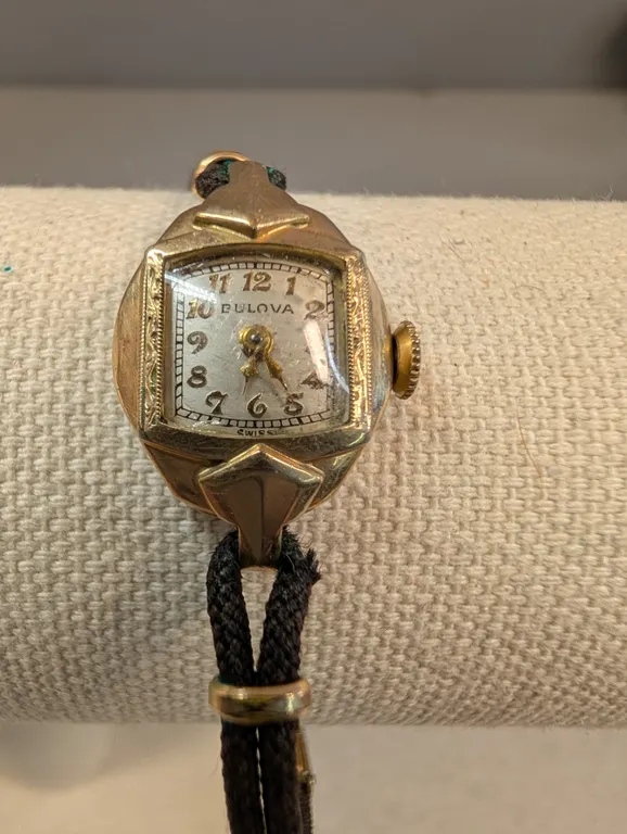 Bulova Gold-Tone Ladies Wrist Watch with Cord Band