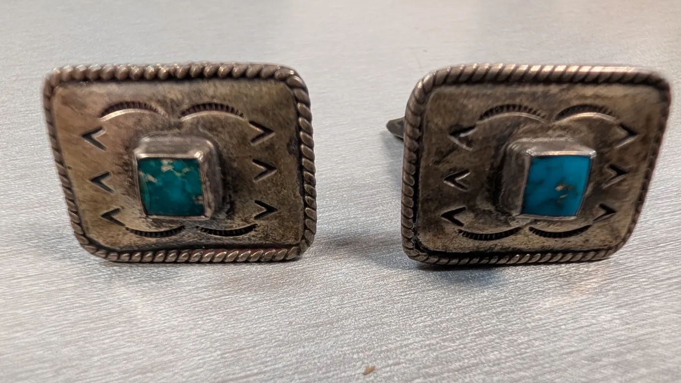 Sterling Silver Turquoise Cufflinks