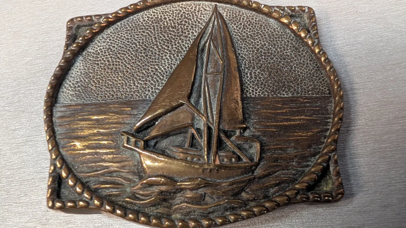 Solid Brass Sailboat Belt Buckle