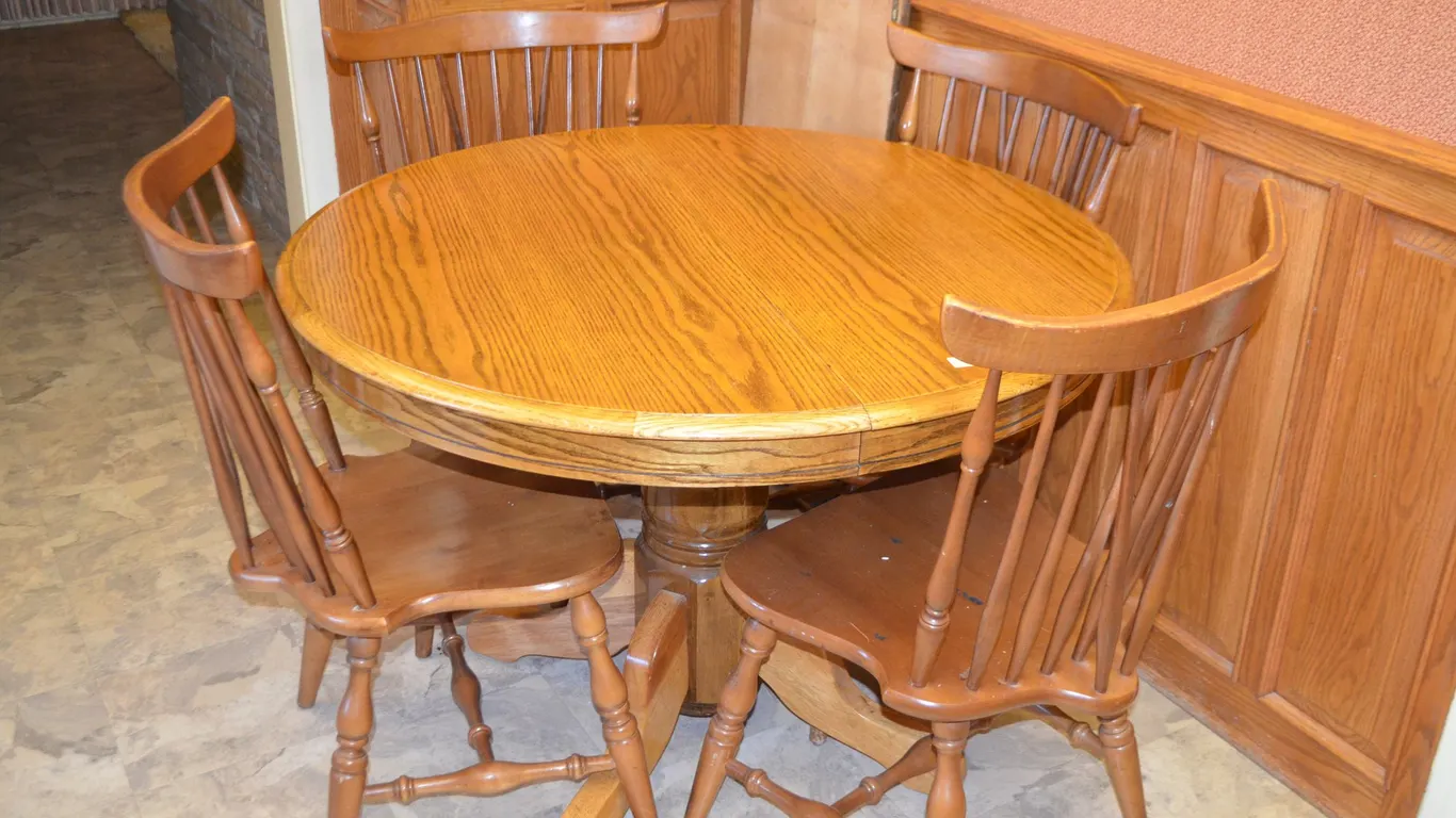 Wooden Round Table w/ 4 Chairs