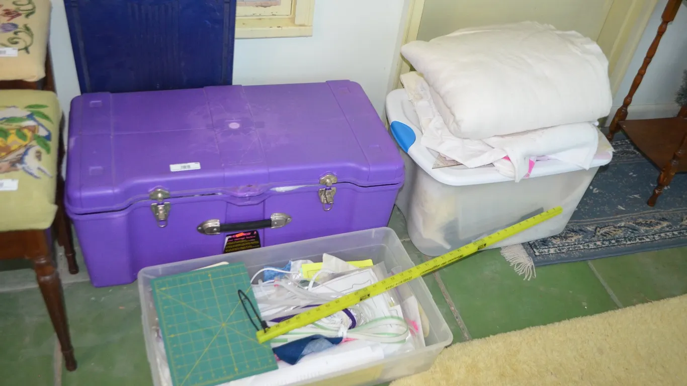 Plastic Totes w/ Misc. Crafting Supplies