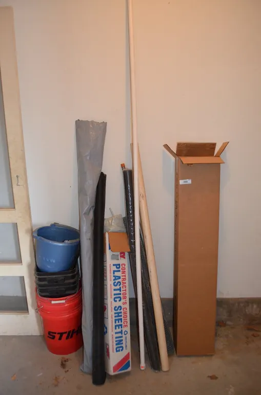 Light Bulbs, Plastic Sheeting, Buckets