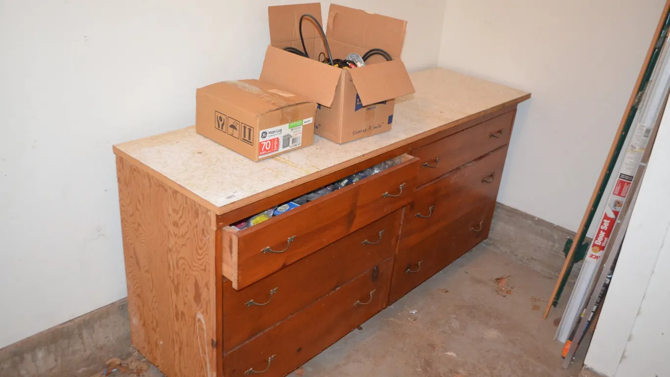 Wooden 6 Drawer Cabinet w/ Contents