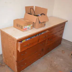 Wooden 6 Drawer Cabinet w/ Contents