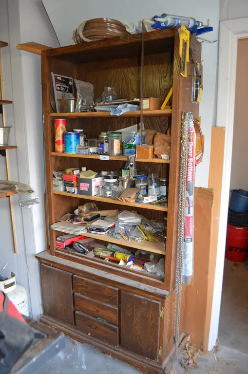 Wooden Cabinet w/ Contents