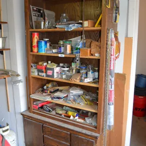 Wooden Cabinet w/ Contents