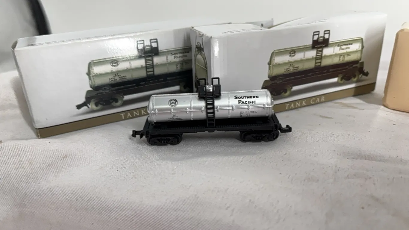 2 TOY TRAIN TANKERS SMALL-3 TOY FIRE TRUCKS SMALL