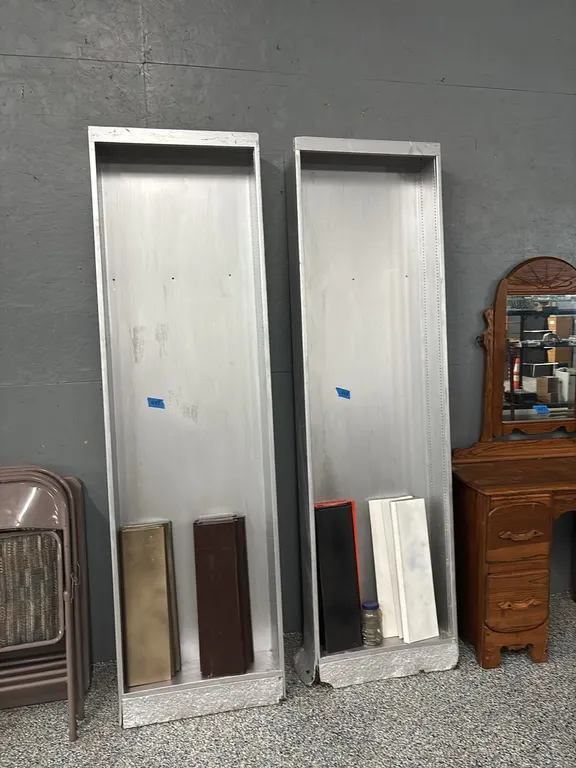 2 METAL SHELVES WITH HARDWARE 83”x24”x7”