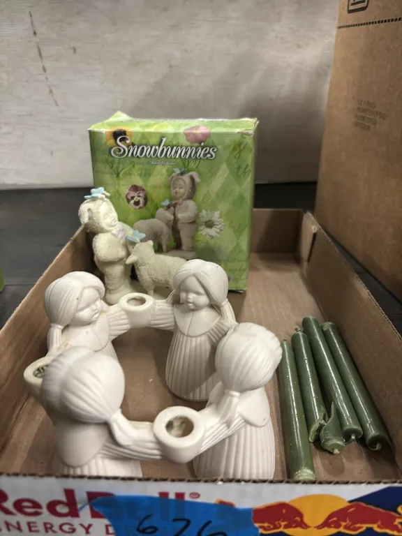 SNOW BABIES “BUTTERFLY KISS”-CERAMIC LITTLE GIRLS CANDLE HOLDER