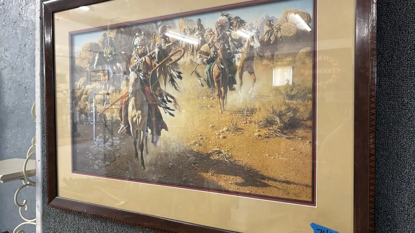 NATIVE AMERICAN FRAMED PICTURE AND SIGNED AND NUMBERED