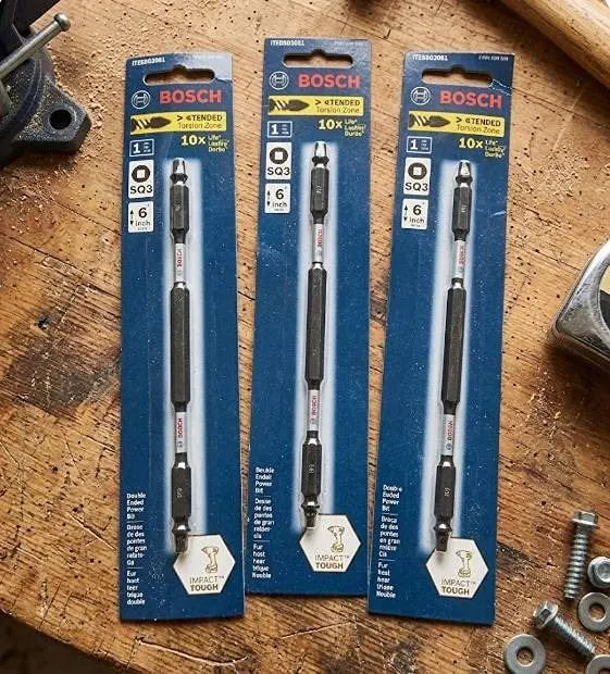 Bosch Extended Torsion Zone Bit SQ3 6 Inch, Set of 3