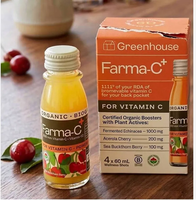 Lot of 2 - Greenhouse Farma-C+ Vitamin C Wellness Shots 4x60ml