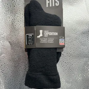 FITS Heavy Expedition Boot Socks Black Merino Wool SM