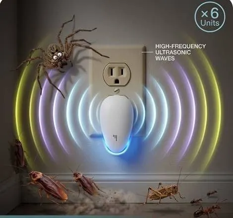 Ultrasonic Pest Repeller Set of 6 Units, New