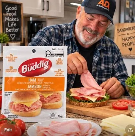 Carl Buddig Smoked Sliced Ham Lot of 12X55G