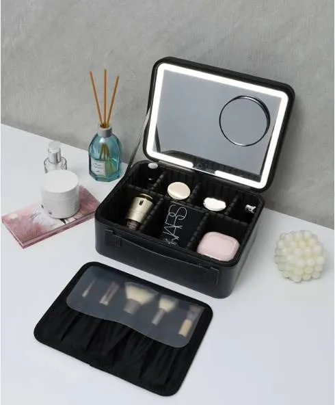 Sheffield Labs Black Travel Makeup Case with Mirror