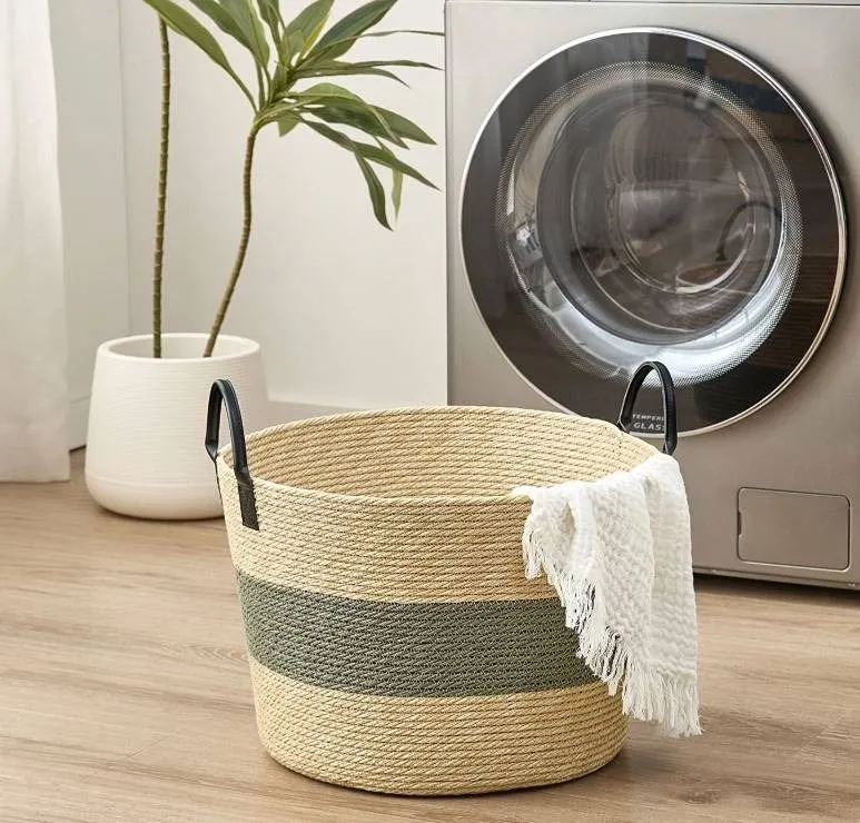 Faux Wicker Basket with Handles Made in Vietnam