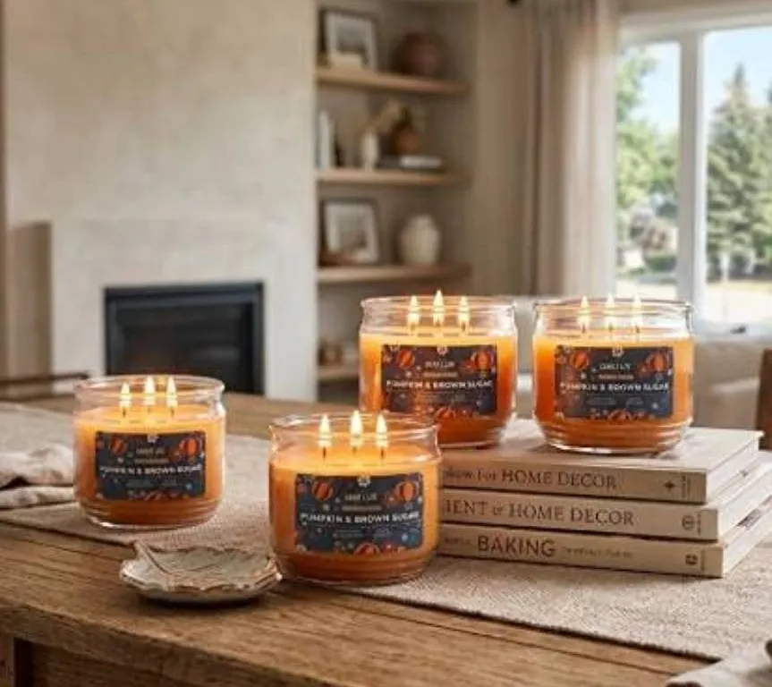Candle-lite Fall Pumpkin & Brown Sugar Scented Candles, Case of 4