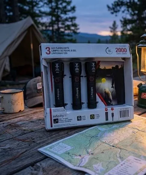 Infinity X1 LED Flashlights 3-Pack 2000 Lumens
