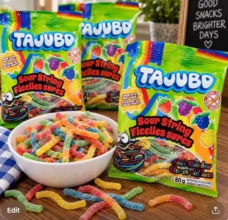 TAAJUD Sour Rainbow String Licorice 12 x 80g
