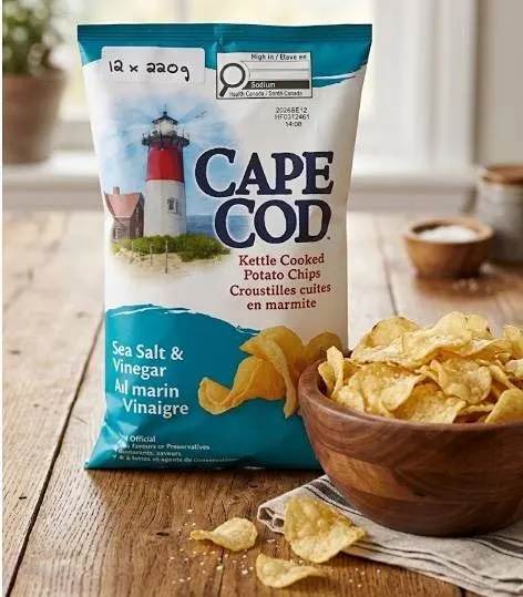 Cape Cod Sea Salt & Vinegar Kettle Chips 12X220g