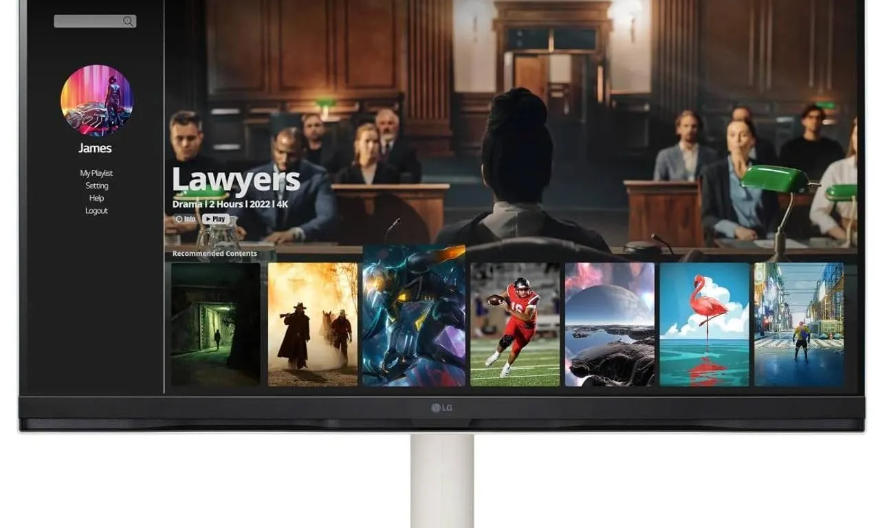 LG 32" webOS Smart Monitor 4K UHD (3840x2160) with Ergonomic Stand, Magic Remote Control, USB-C 65W