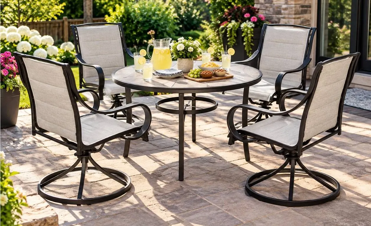 Churchill 5 Piece Dining Set With Swivel Chairs