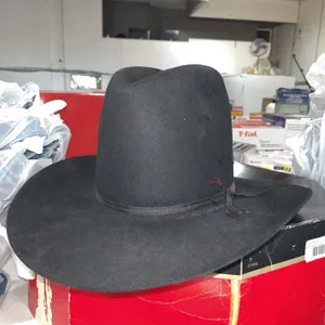 Stetson Black Felt Cowboy Hat with Box and Accessories 6 7/8