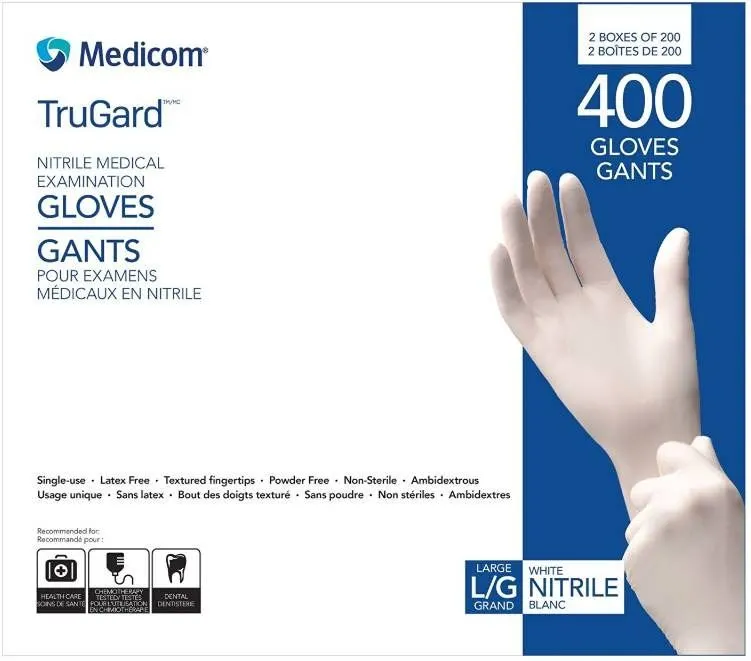 Medicom TruGard Nitrile Gloves Size Large 400 Pack