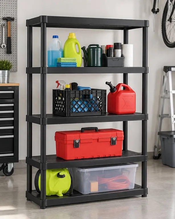 RAMTUFF 5-Shelf Resin Storage Unit 35.8 x 17.5 x 73 in