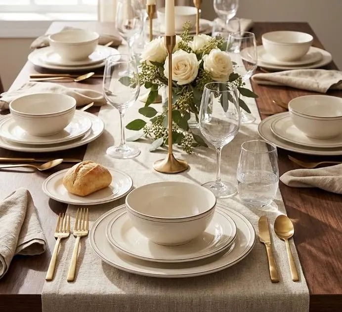 Over&back 16-Piece Ivory Stoneware Dinnerware Set