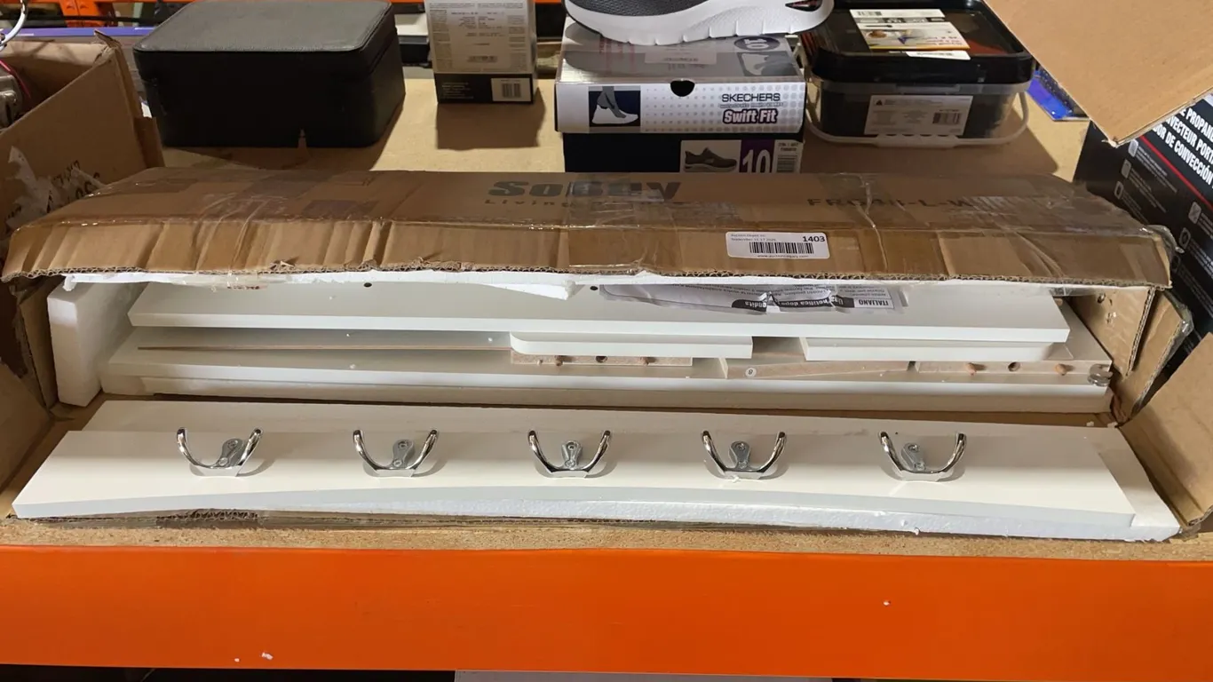 SoBuy FRG48-L-W Wall Shelf With Hooks and Cubbies
