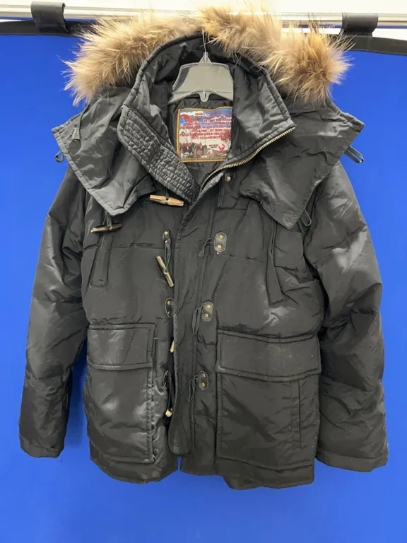DSQUARED2 Black Hooded Parka with Fur Trim