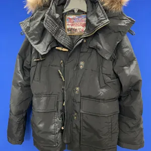DSQUARED2 Black Hooded Parka with Fur Trim