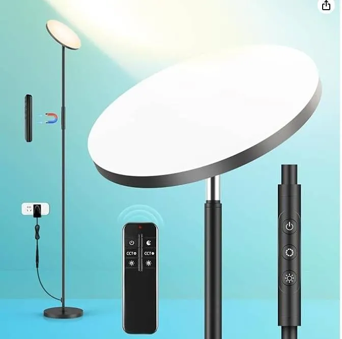 Brightech SKY LED Torchiere Floor Lamp Gunmetal Black