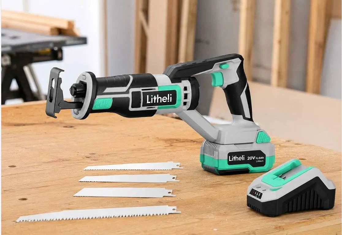 Litheli 20V Reciprocating Saw with 2.0Ah Battery and Charger
