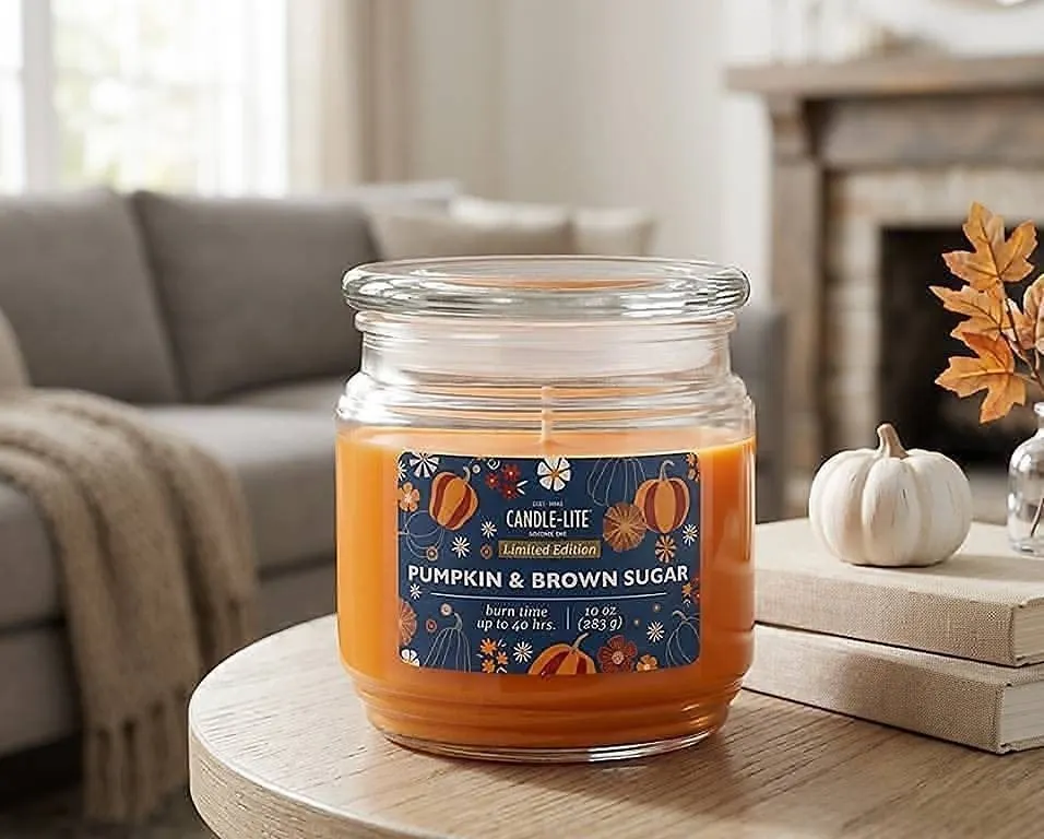 Candle-lite Fall Pumpkin & Brown Sugar Scented Candles, Case of 4