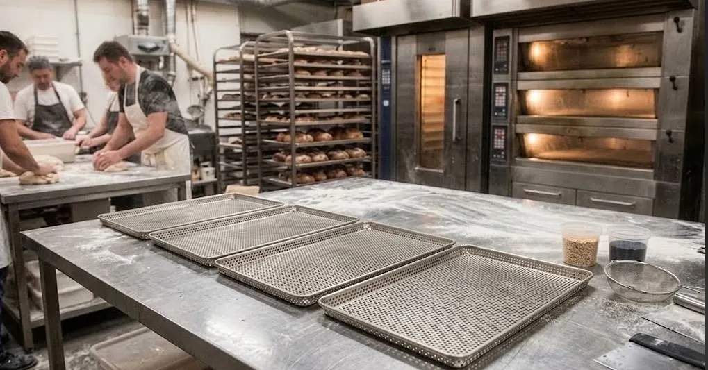 Lot of 5 - Metal Perforated 18x26 Inch Oven Baking Tray Dehydrator Mesh Tray
