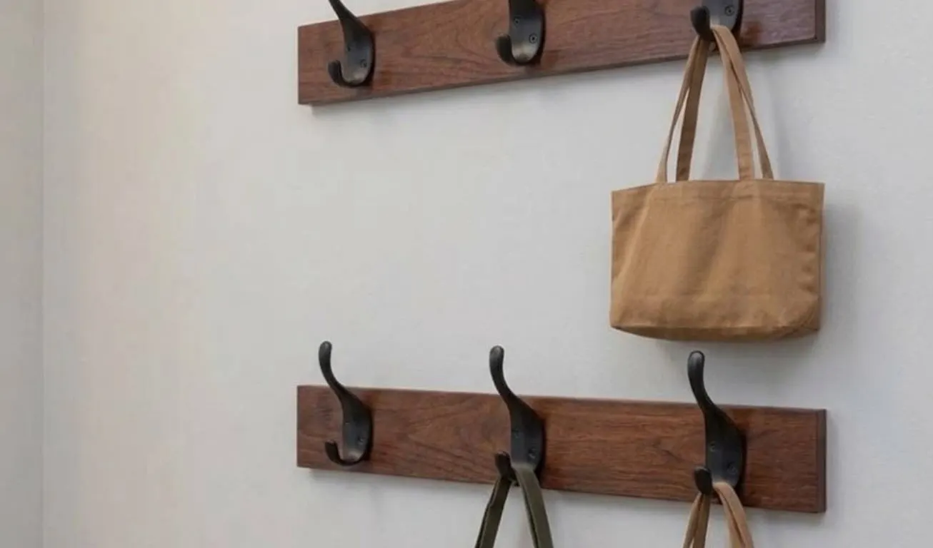 Amazon Basics Wall Mounted Coat Rack, 3 Hook, Espresso, 2 Pack