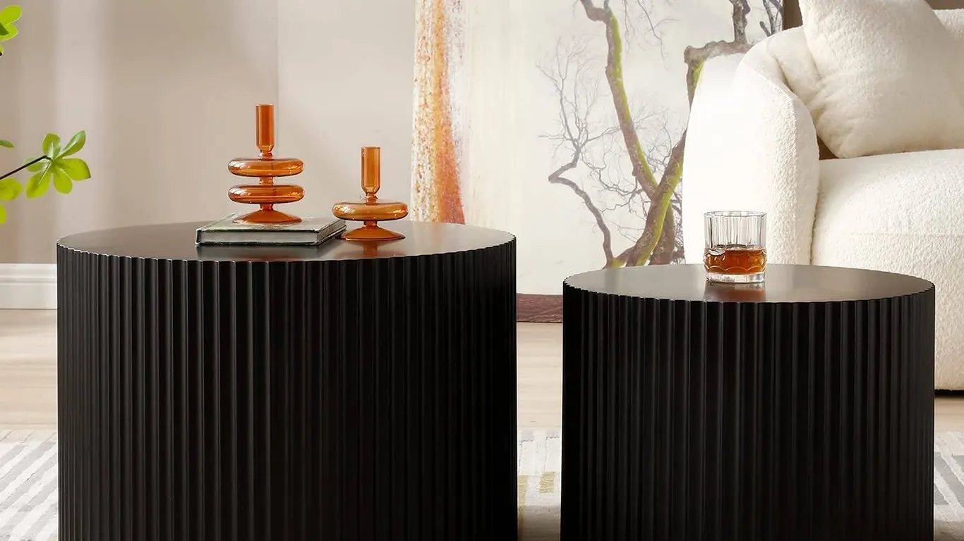 Keyrpus Black Ash Round End Nesting Tables