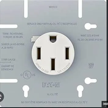 Eaton AH1168W-C-BX-L Range Receptacle 50A 4-Wire NEMA 14-50R