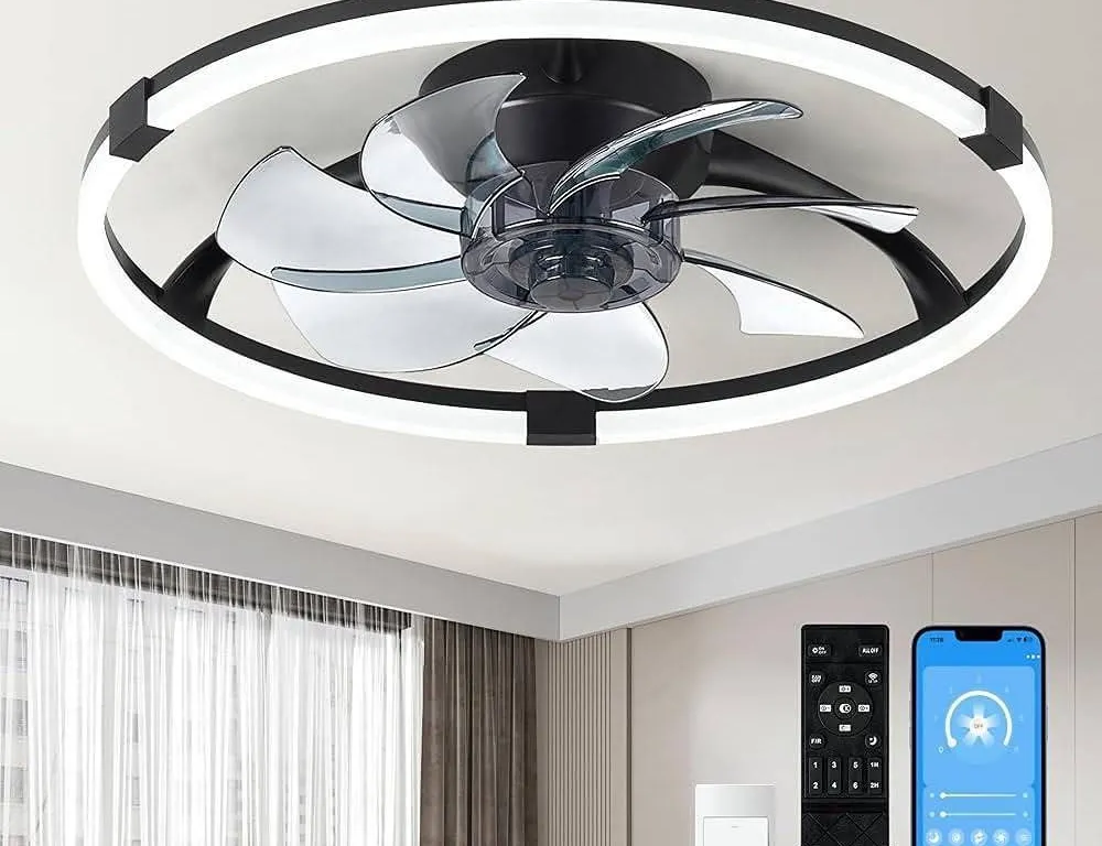 Linboro Low Profile Ceiling Fan Black New