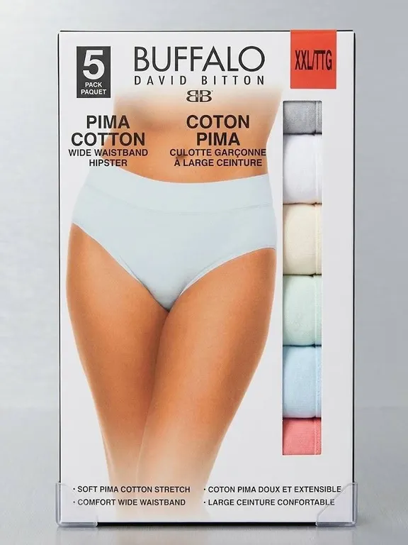 Buffalo Pima Cotton Hipster 5-Pack XXL Underwear
