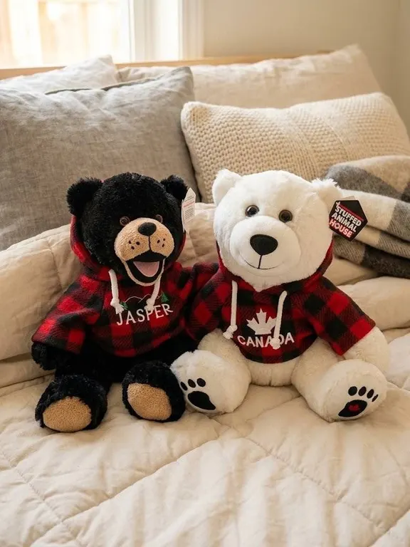 Canada Souvenir Plush Bears with Hoodies Set of 2
