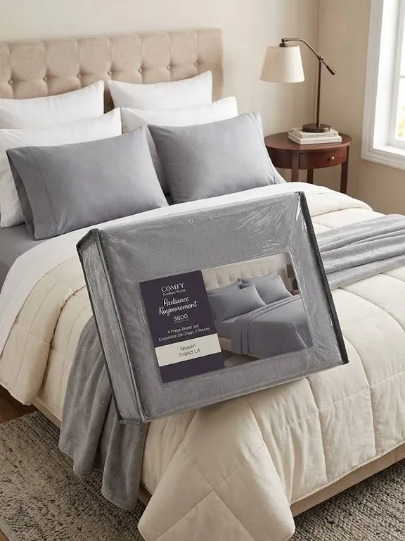 Comfy Bamboo World 4 Piece Queen Sheet Set Grey