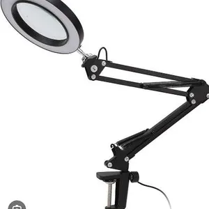 LED Magnifying Glass Lamp with Clamp, Adjustable Arm